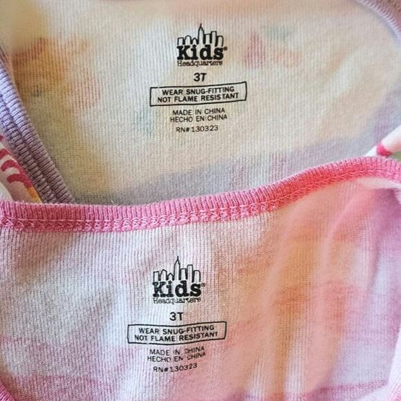 2-PACK Kids Headquarters One Piece Zipper Pajamas Pink White Toddler Size 3T - Picture 8 of 8